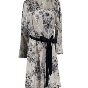 Midnight Velvet Women's Floral Robe‎ & Gown Set White Black Size L See Note